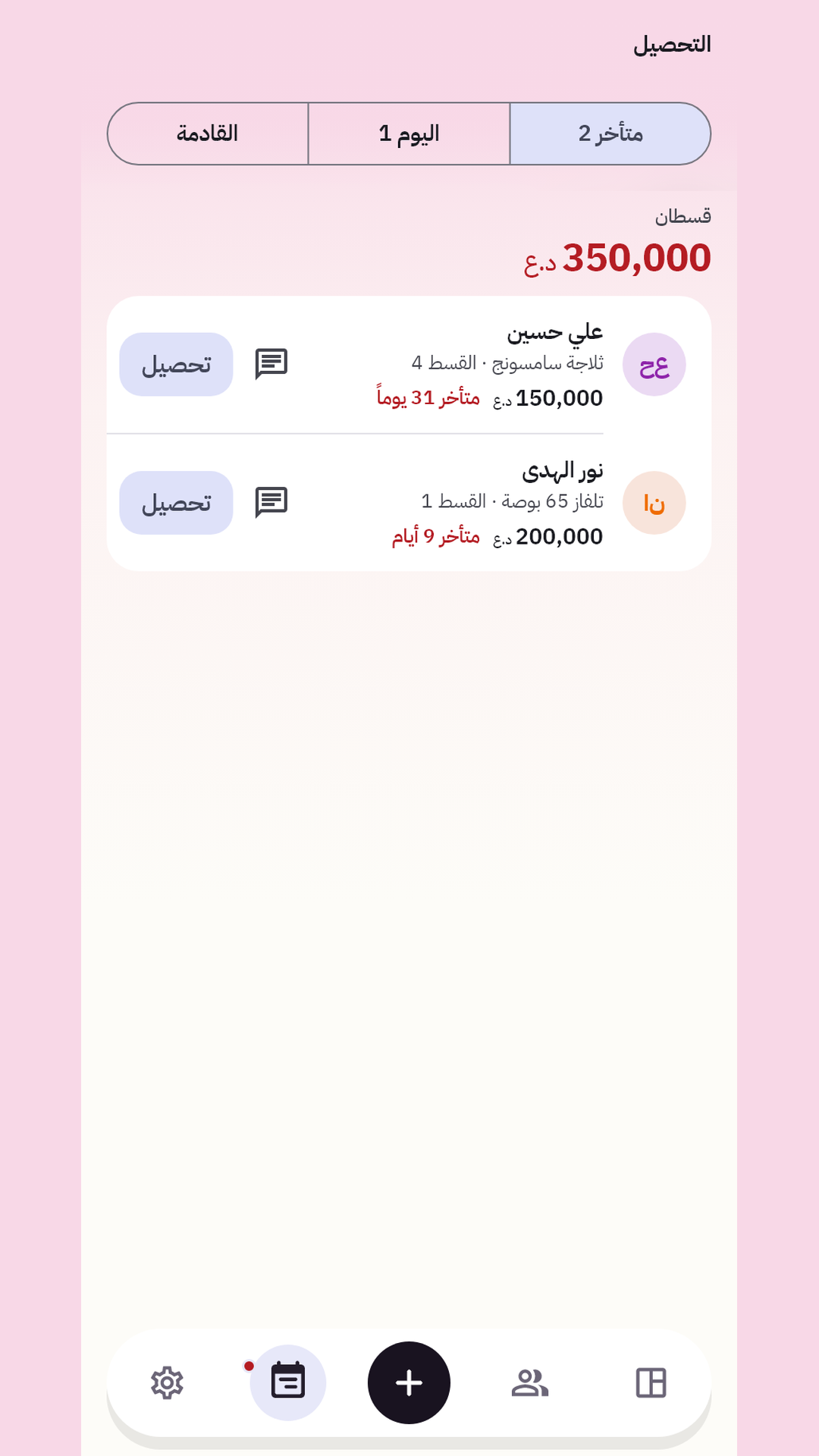 الأقساط المستحقة